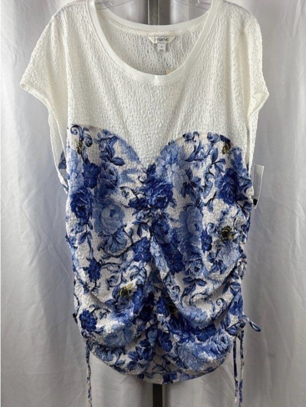 NWT. Anthropologie, Maeve, 3X, White & Blue Floral w/ Corset inlay - Picture 3 of 10
